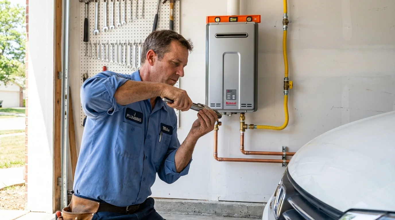 Tankless water heater installation by a Johns Plumbing LLC plumber in Midway
